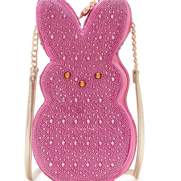 NWT - Betsey Johnson Pink Peeps Bedazzled Bunny Crossbody Bag - Picture 12 of 13
